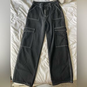 SHEIN PETITE High Waist Flap Pocket Cargo Jeans